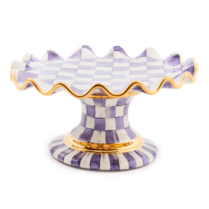 Violet Check Ceramic Fluted Cake Stand image number 0