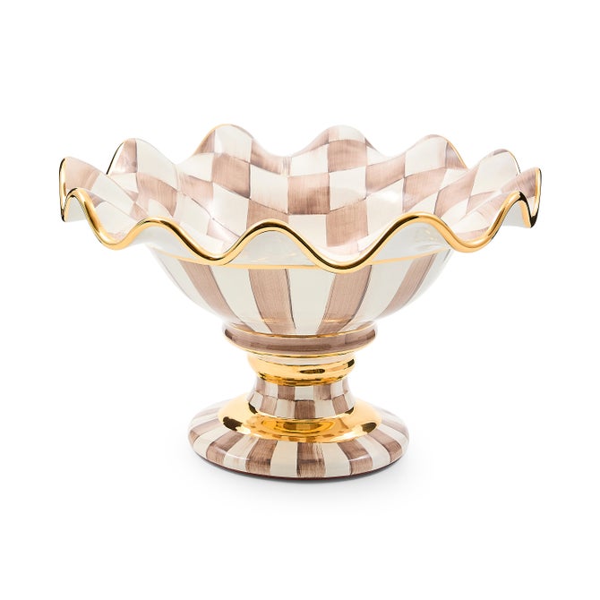Mocha Check Ceramic Compote image number 0