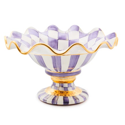 Violet Check Ceramic Compote