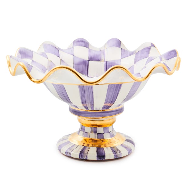 Violet Check Ceramic Compote image number 0
