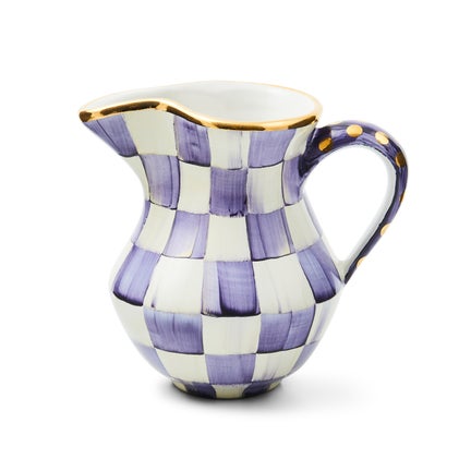 Violet Check Ceramic Creamer