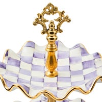 Violet Check Ceramic Two Tier Sweet Stand