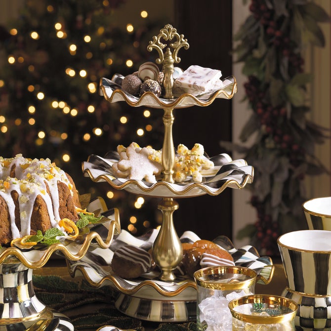 MacKenzie-Childs | Courtly Check Ceramic Three Tier Sweet Stand