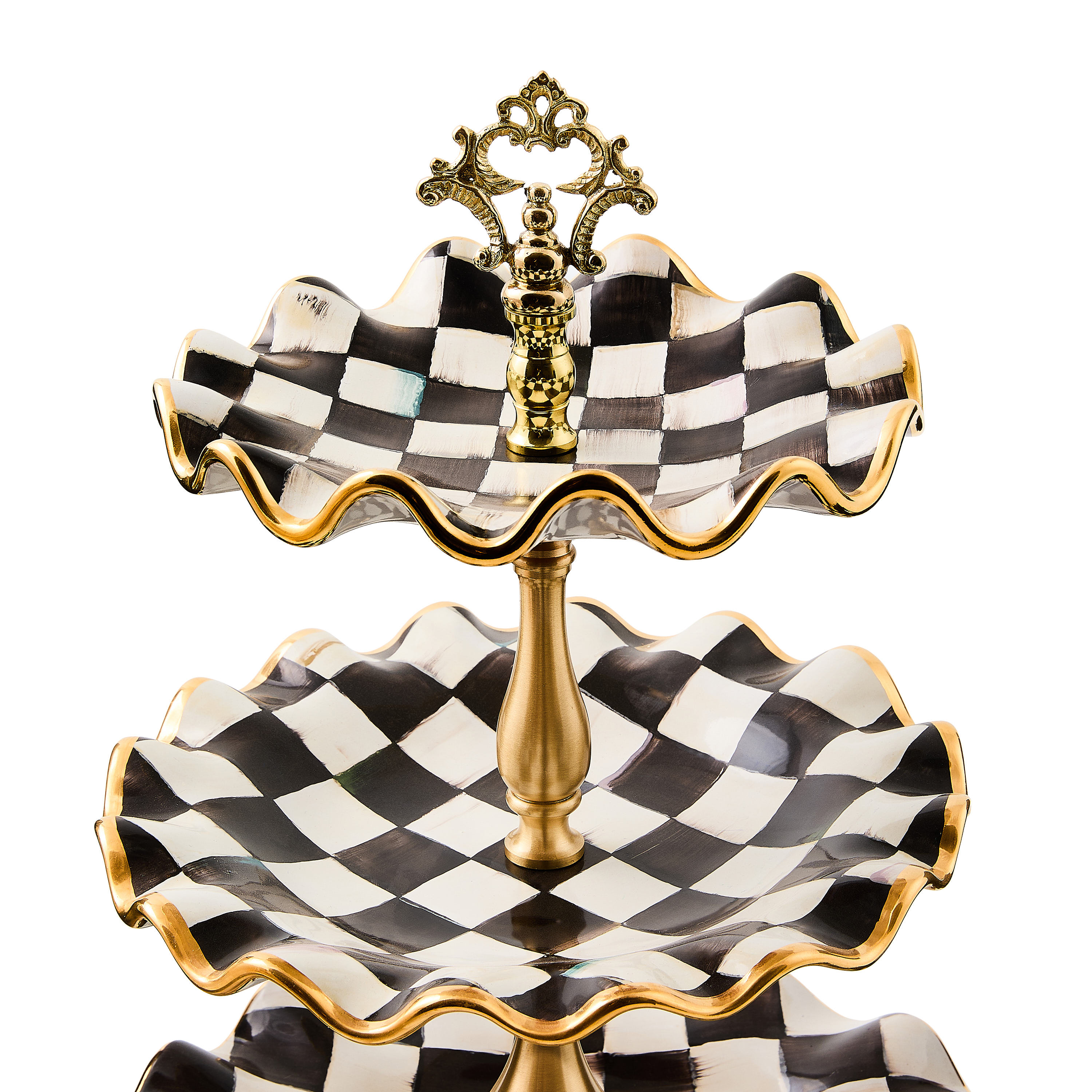MacKenzie-Childs | Courtly Check Ceramic Three Tier Sweet Stand