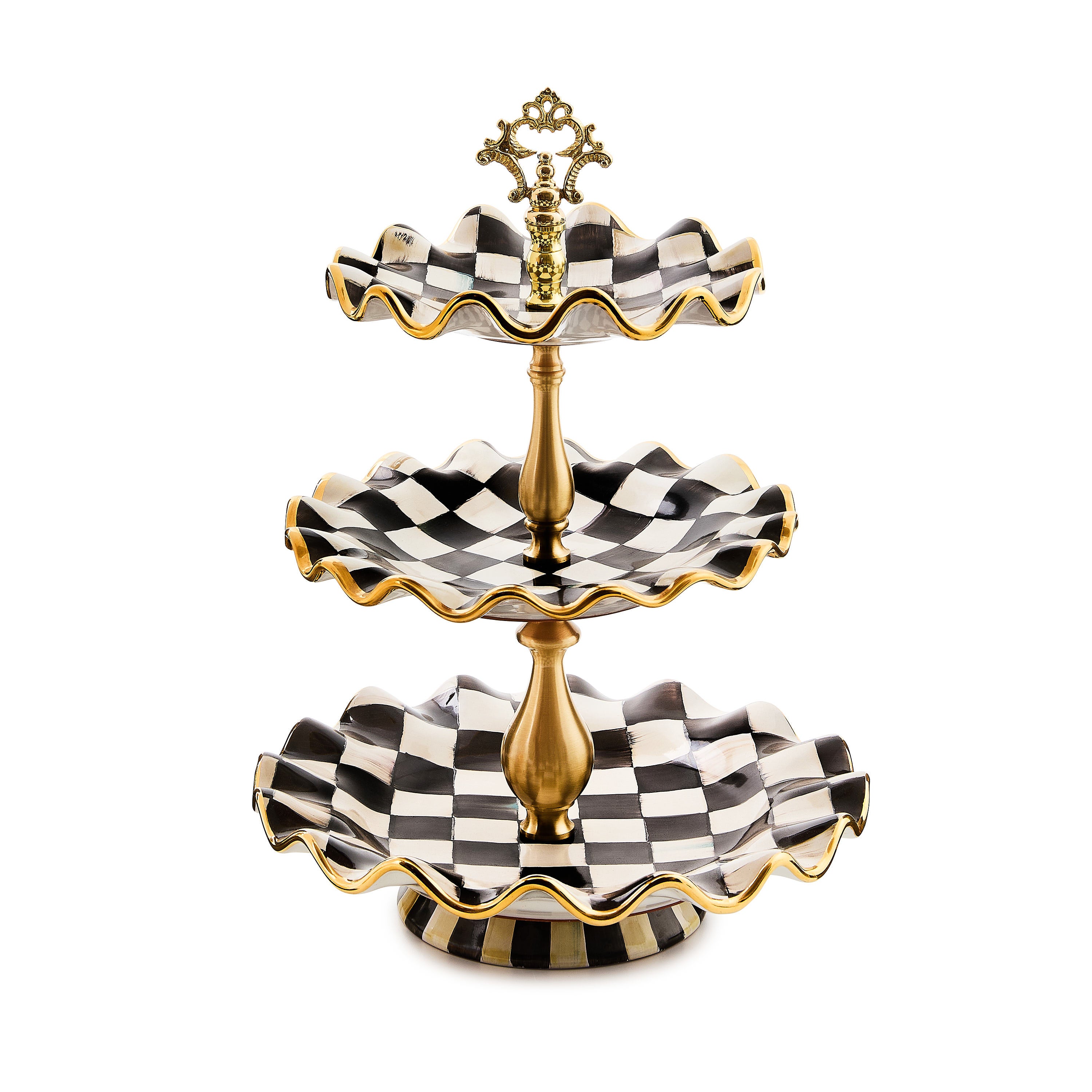 MacKenzie-Childs | Courtly Check Ceramic Three Tier Sweet Stand