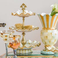 Parchment Check Three Tier Sweet Stand