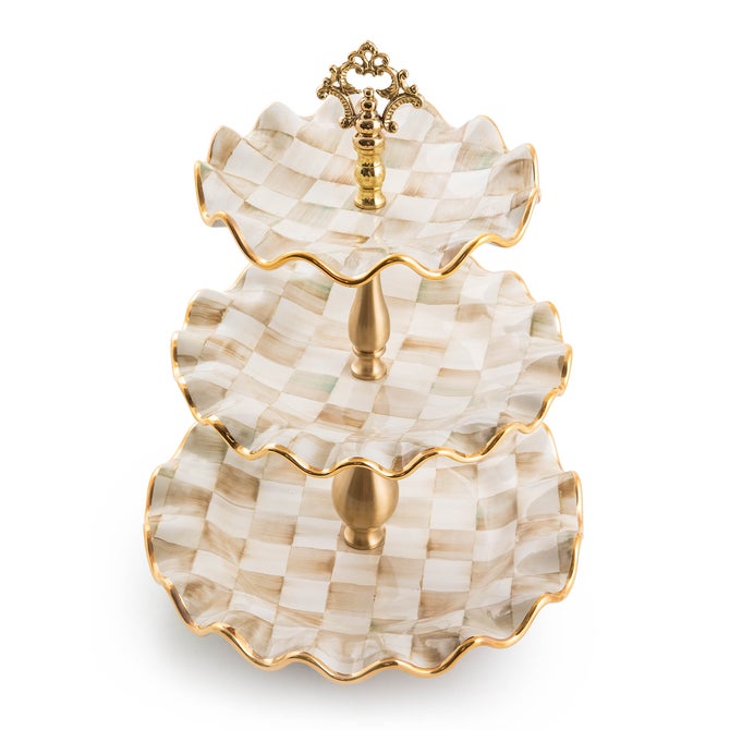 Parchment Check Three Tier Sweet Stand image number 6