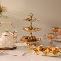Ginger Check Ceramic Three Tier Sweet Stand