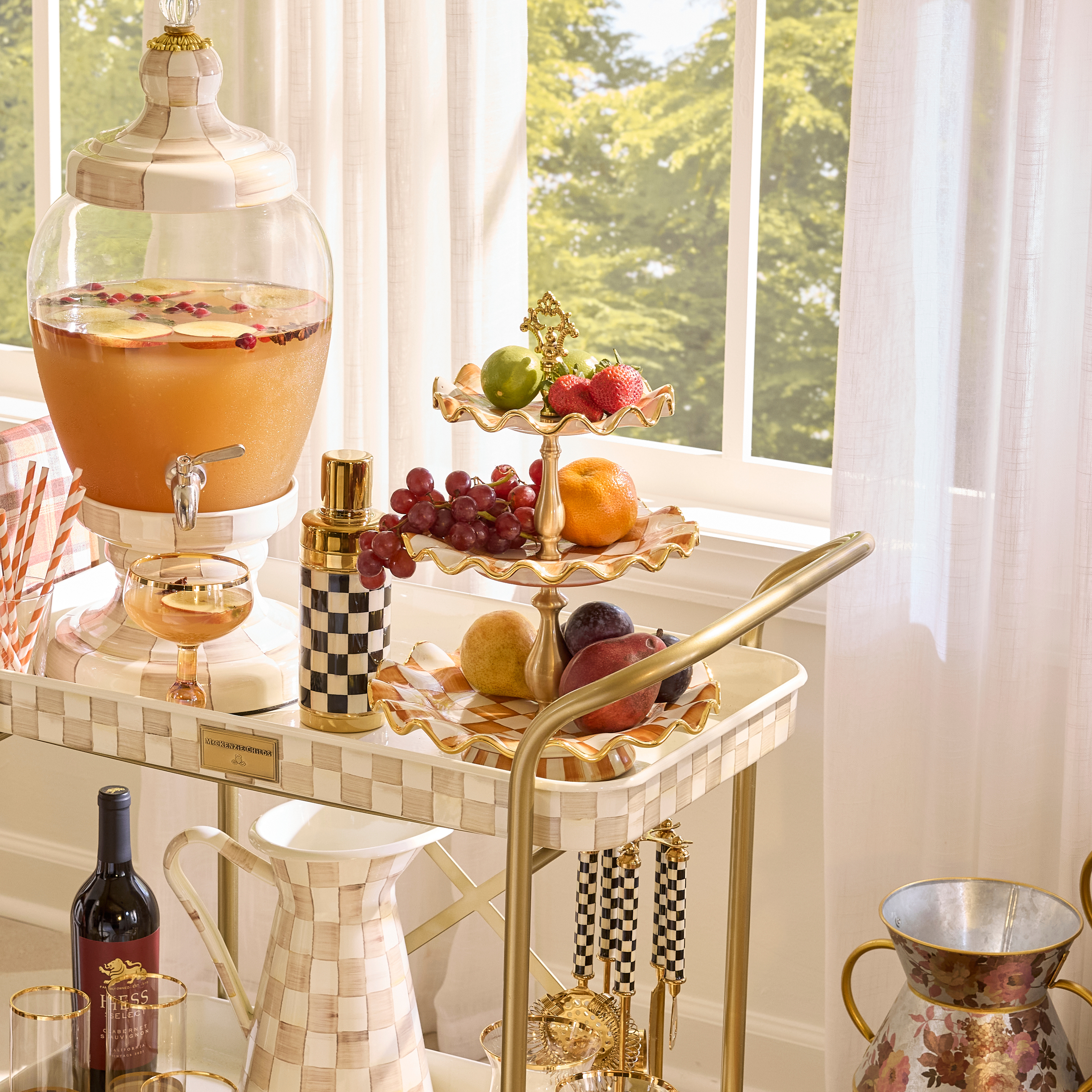 MacKenzie-Childs | Ginger Check Ceramic Three Tier Sweet Stand