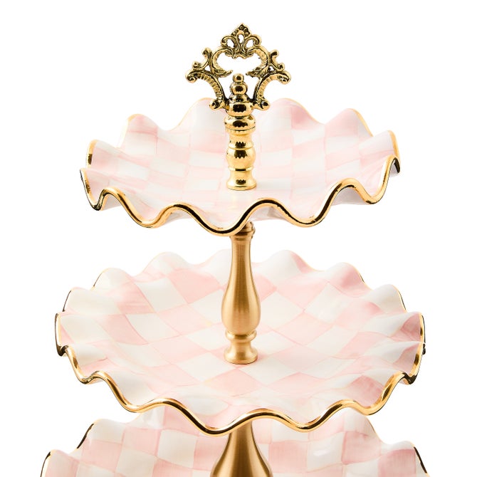 Rosy Check Ceramic Three Tier Sweet Stand image number 3
