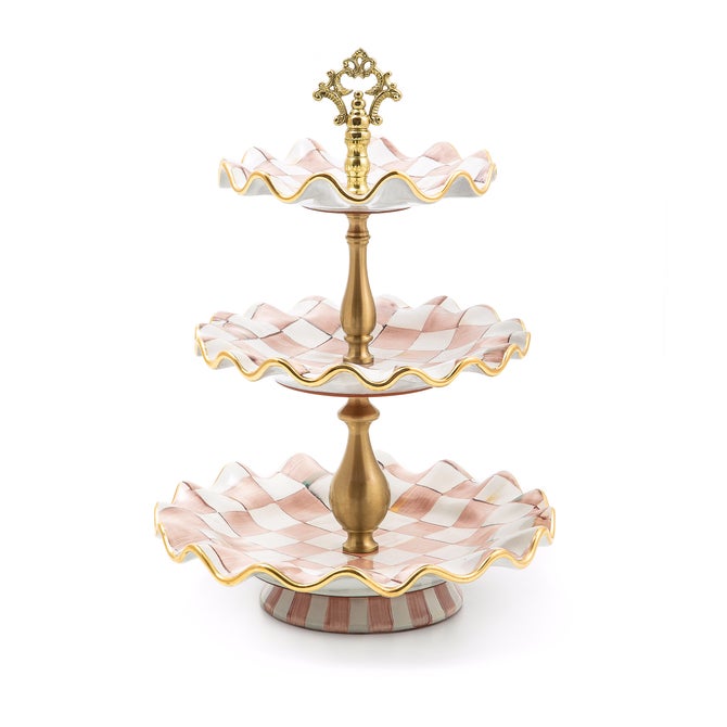 Rosy Check Ceramic Three Tier Sweet Stand image number 1