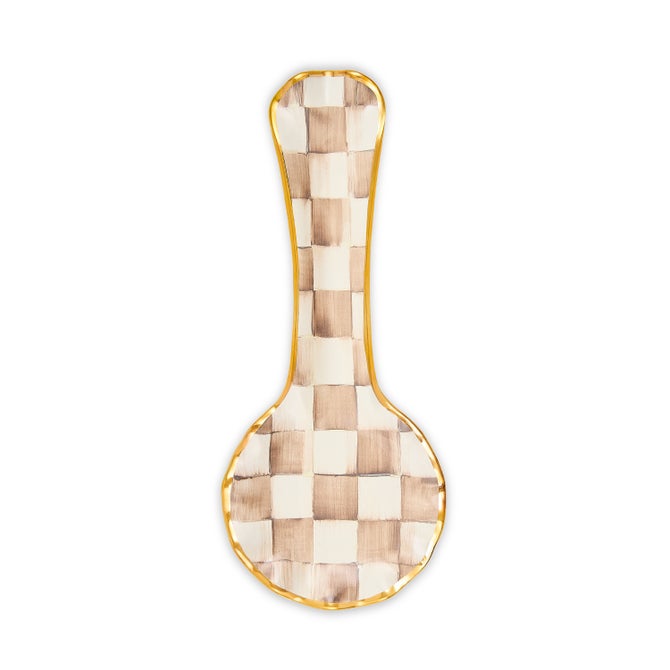 Mocha Check Ceramic Spoon Rest image number 2