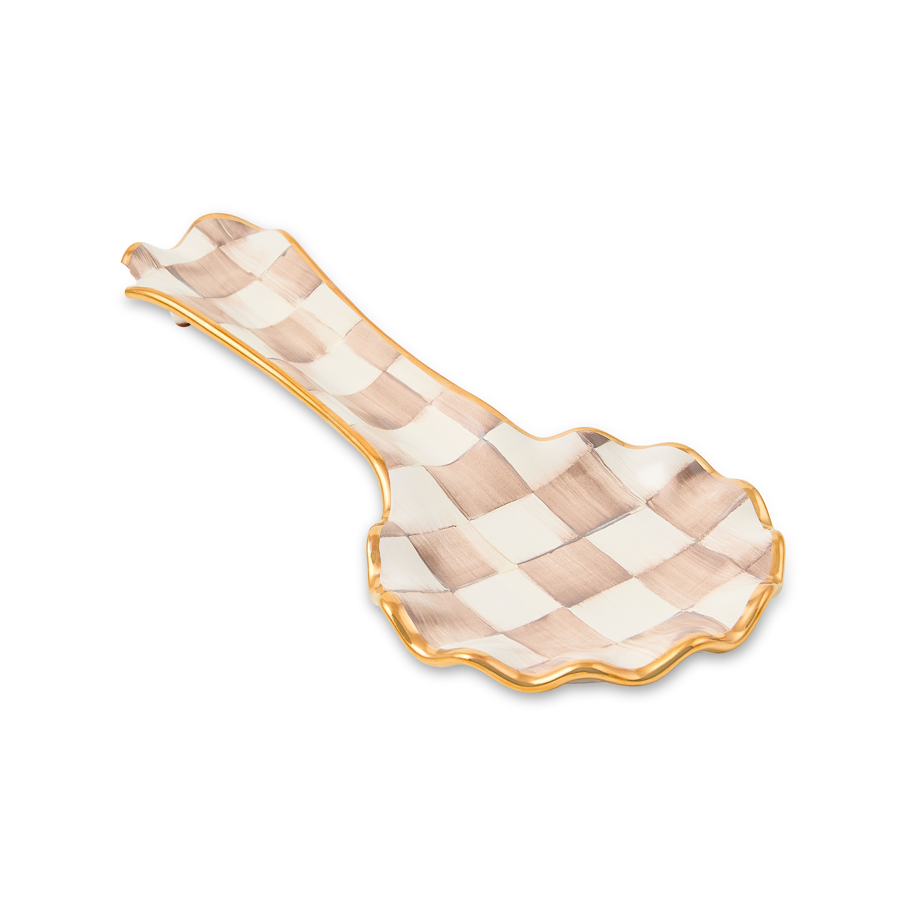 MacKenzie-Childs | Mocha Check Ceramic Spoon Rest