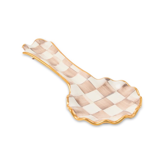 Mocha Check Ceramic Spoon Rest image number 0