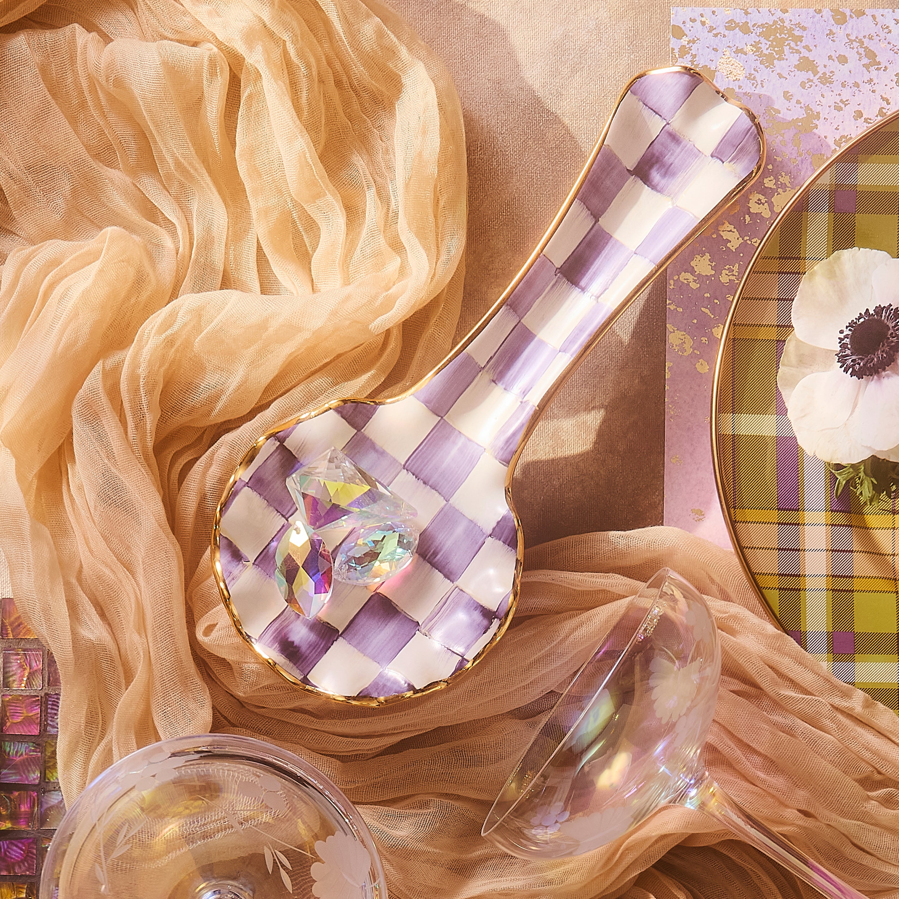 最終値下げ　MACKENZIE-CHILDS　蝶の小物入れ MacKenzie-Childs | Violet Check Ceramic Spoon Rest
