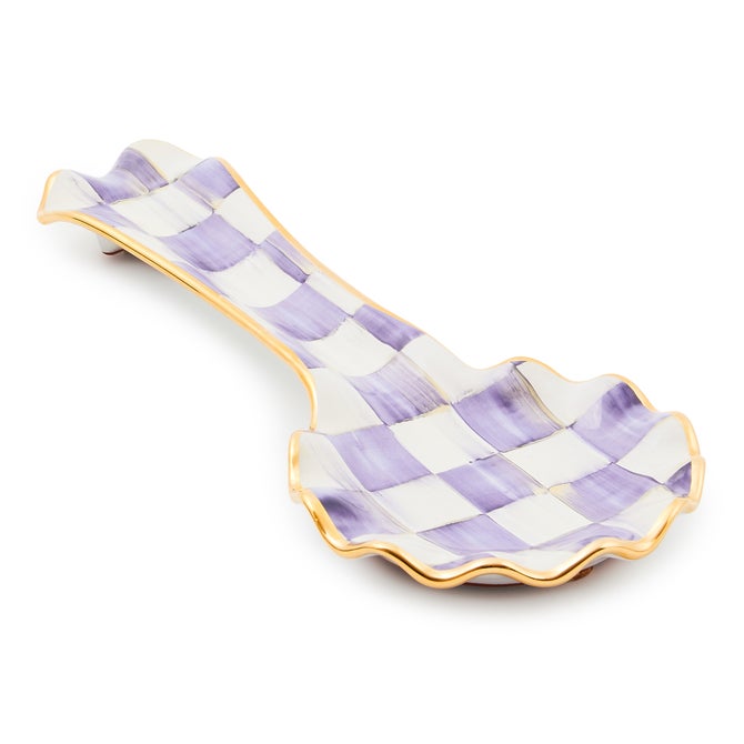 Violet Check Ceramic Spoon Rest image number 2