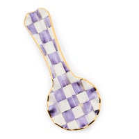 Violet Check Ceramic Spoon Rest