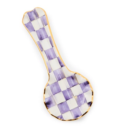 Violet Check Ceramic Spoon Rest