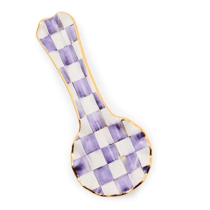 Violet Check Ceramic Spoon Rest image number 0