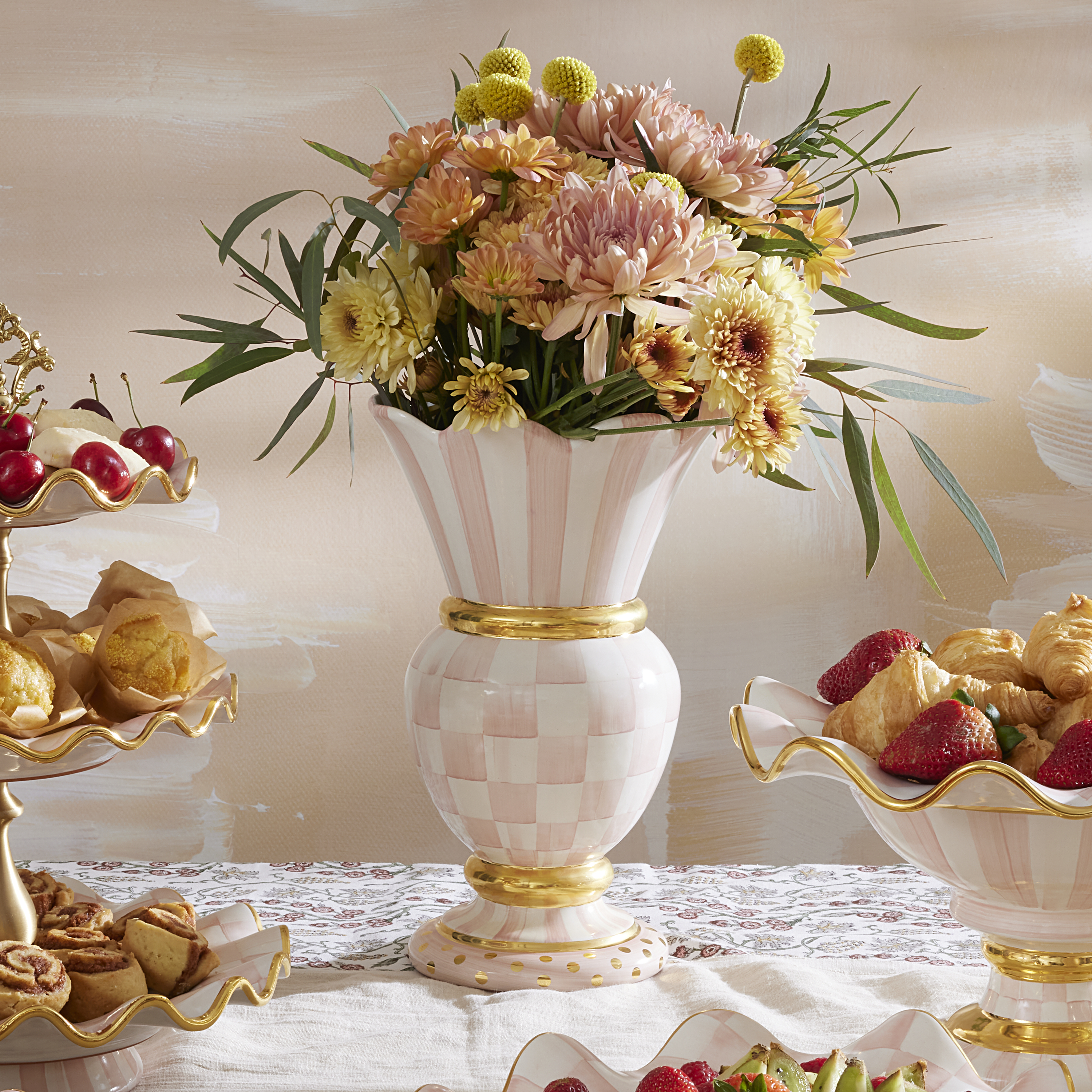 MacKenzie-Childs | Rosy Check Ceramic Great Vase