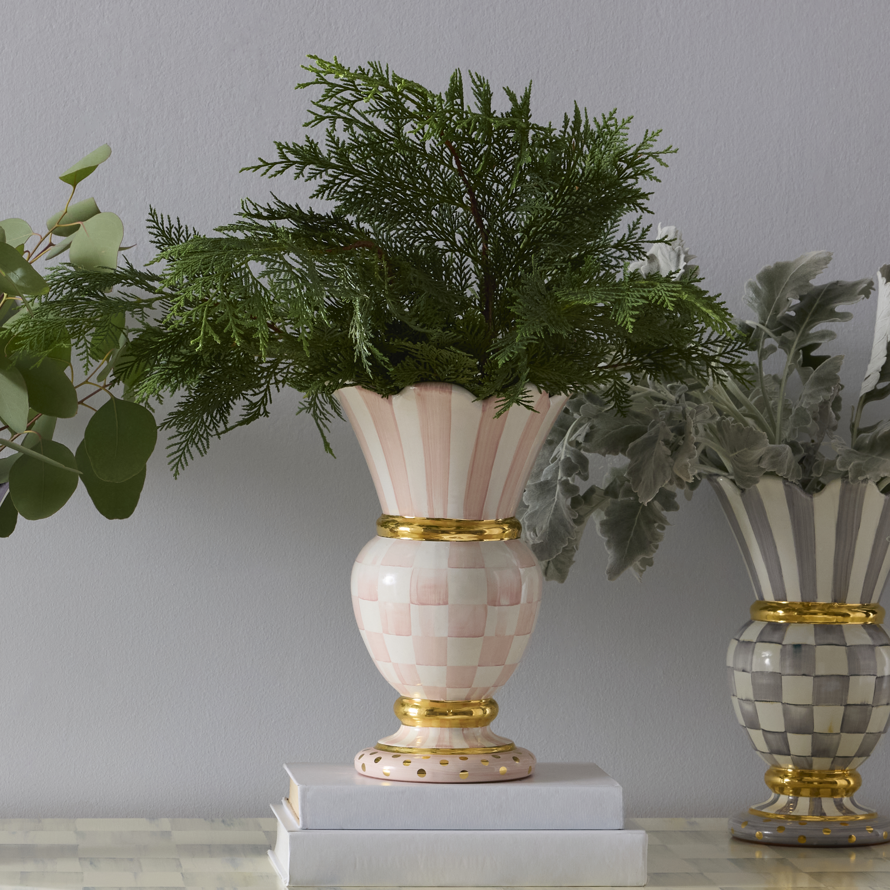 MacKenzie-Childs | Rosy Check Ceramic Great Vase