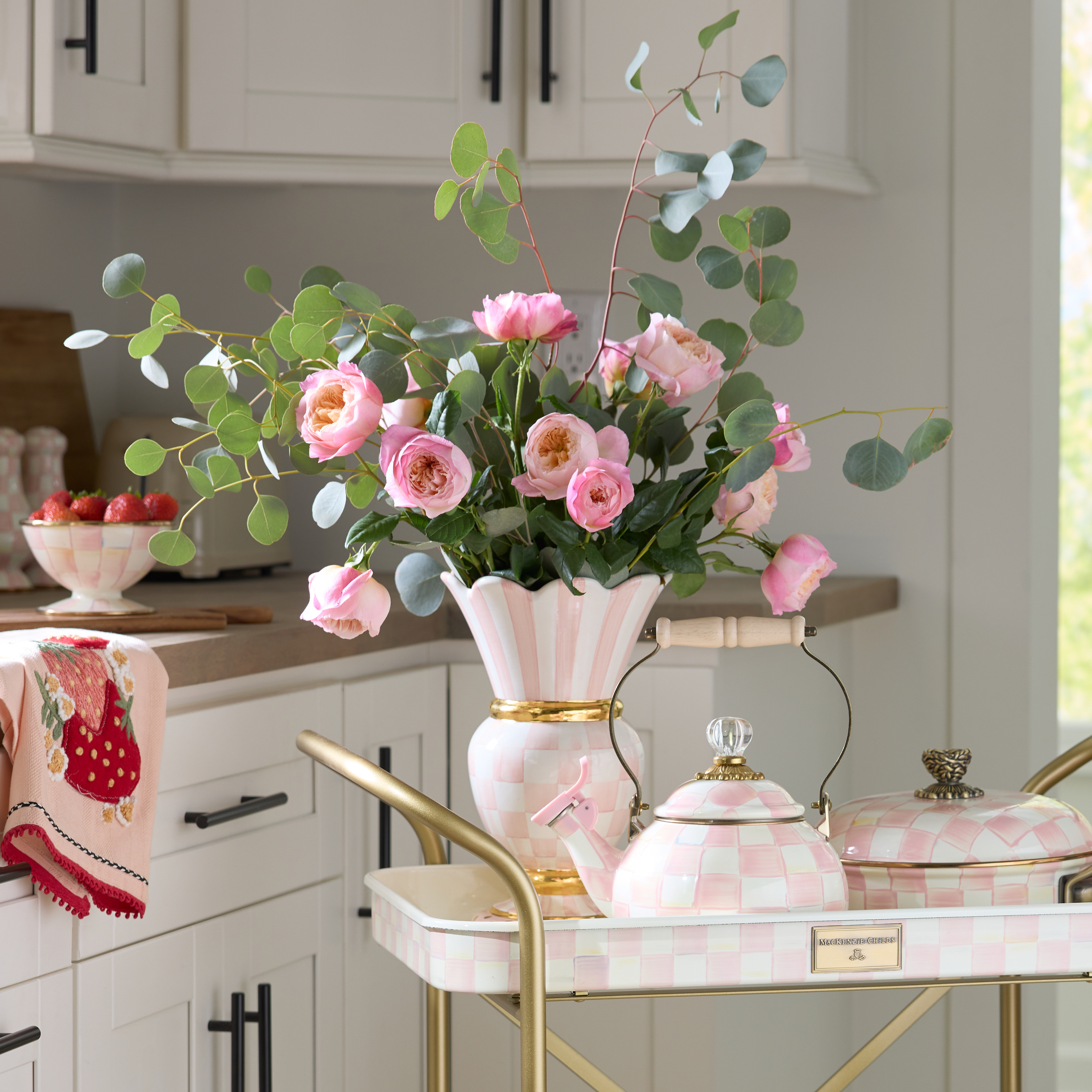 MacKenzie-Childs | Rosy Check Ceramic Great Vase