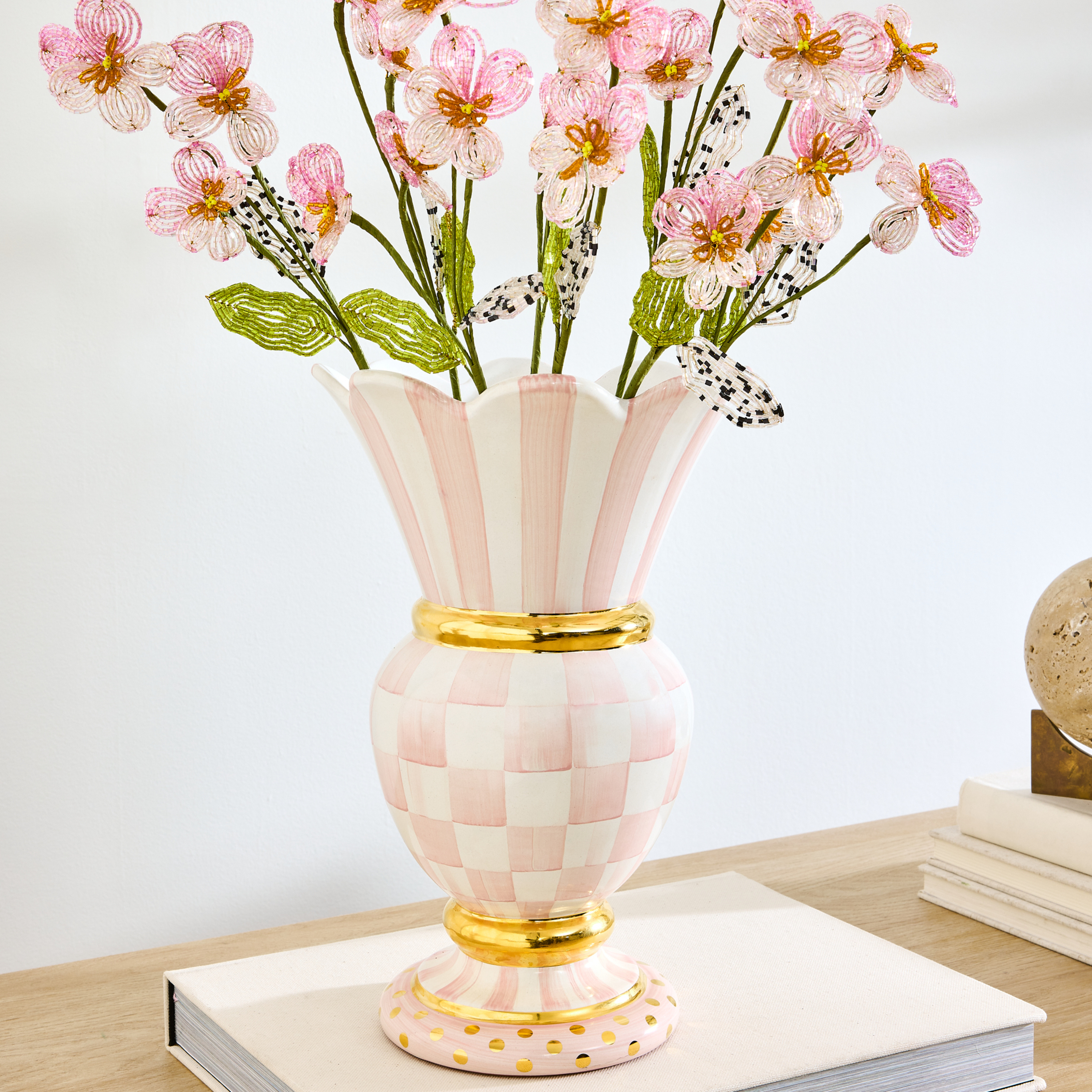 MacKenzie-Childs | Rosy Check Ceramic Great Vase