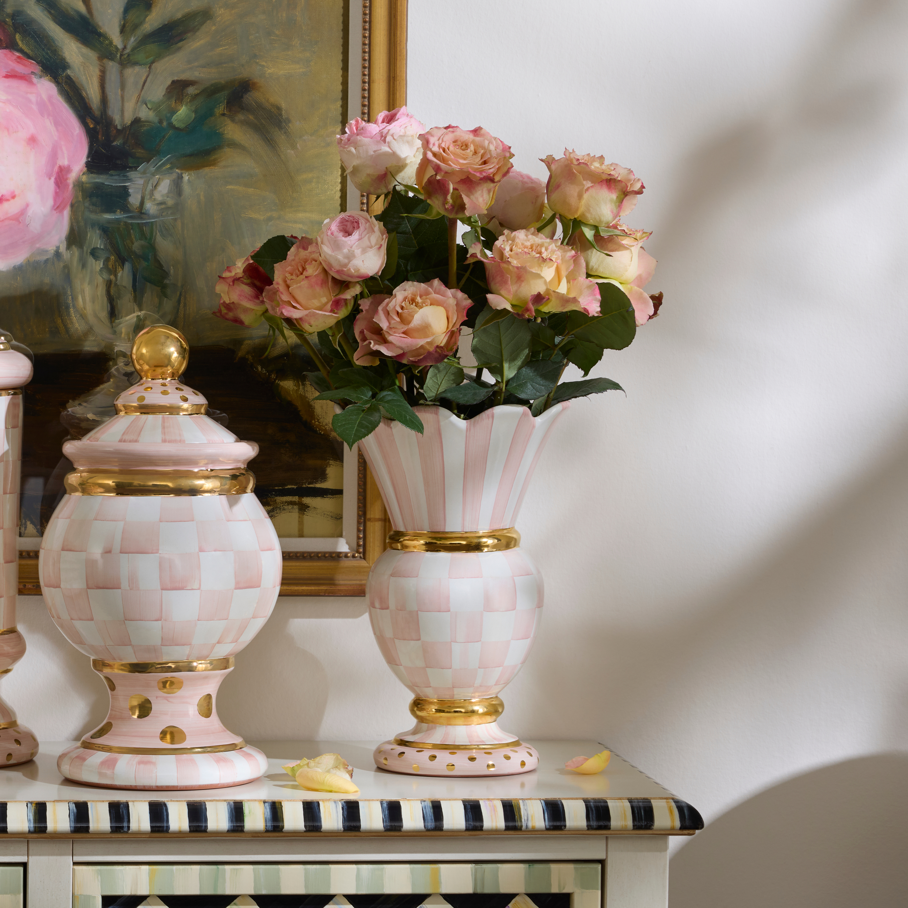 MacKenzie-Childs | Rosy Check Ceramic Great Vase