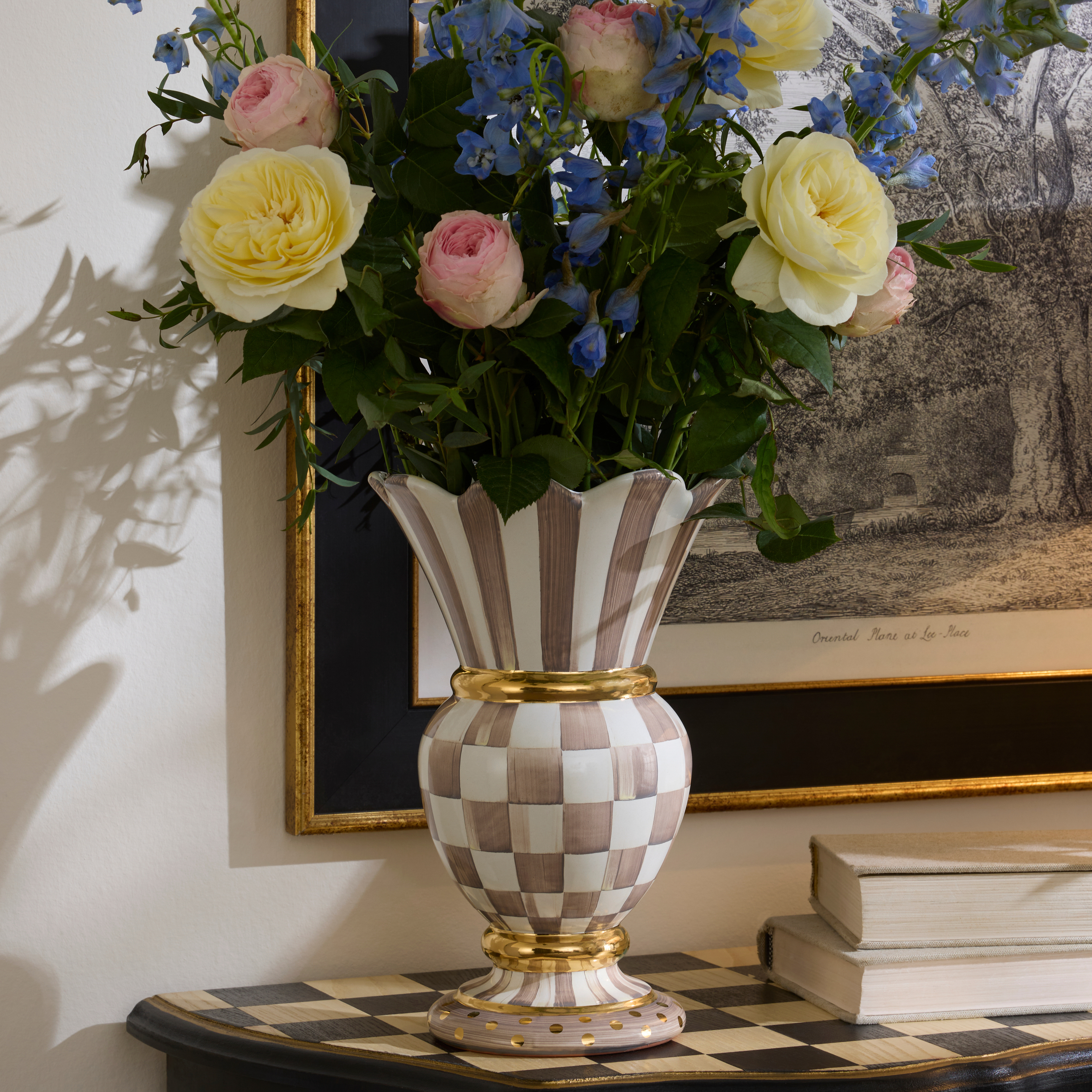 MacKenzie-Childs | Mocha Check Ceramic Great Vase