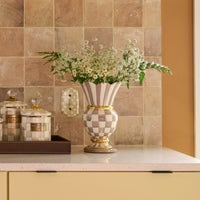 Mocha Check Ceramic Great Vase