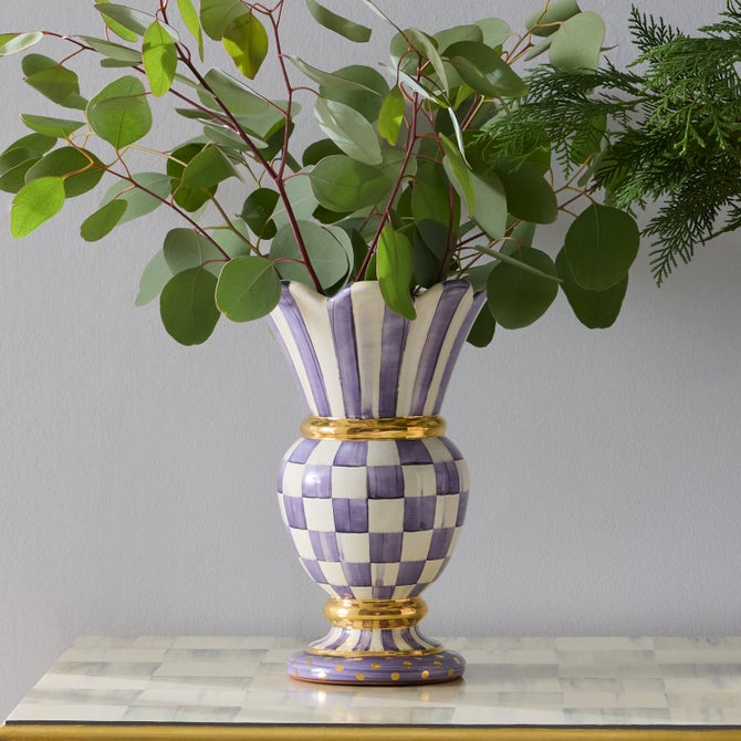 Violet Check Ceramic Great Vase image number 2