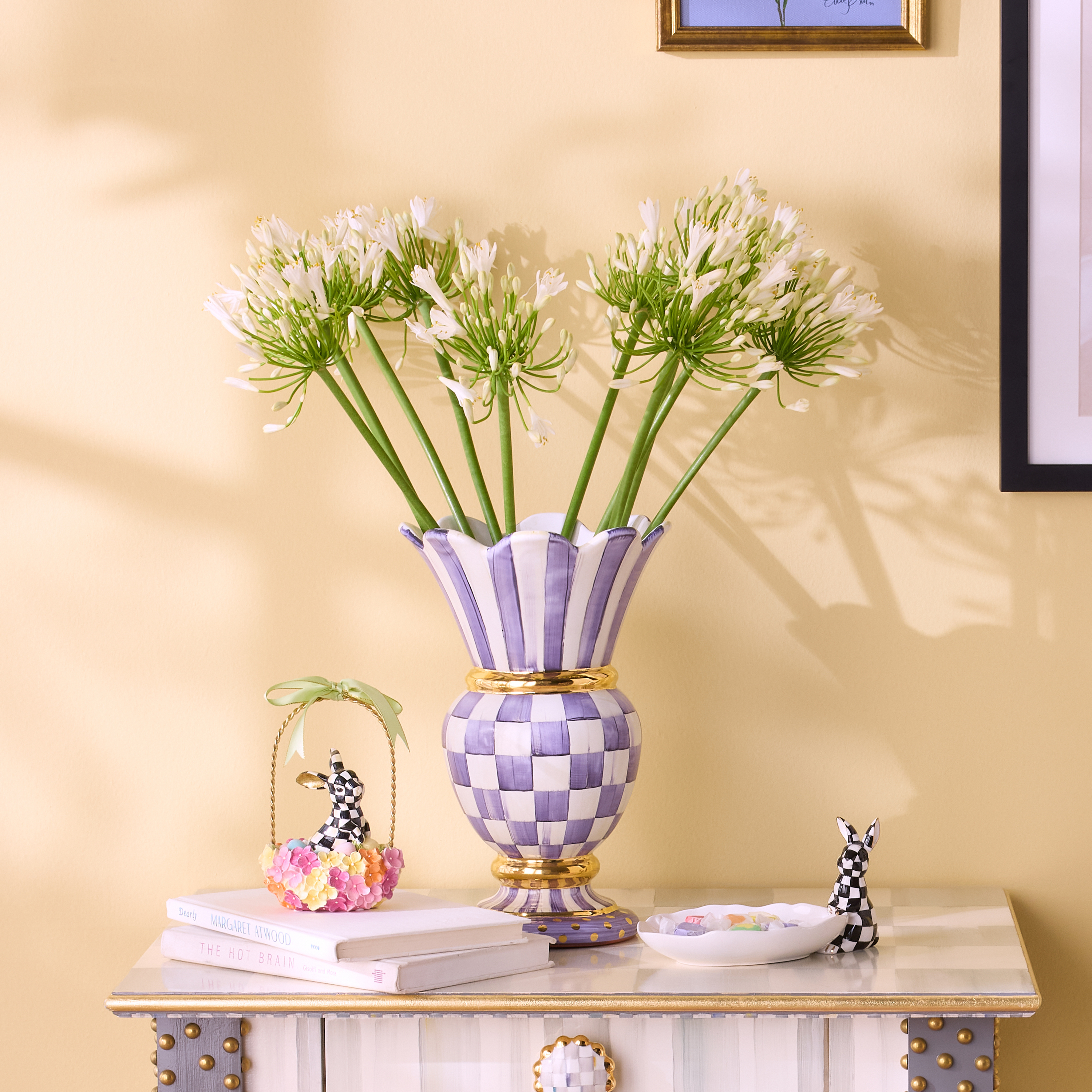 MacKenzie-Childs | Violet Check Ceramic Great Vase