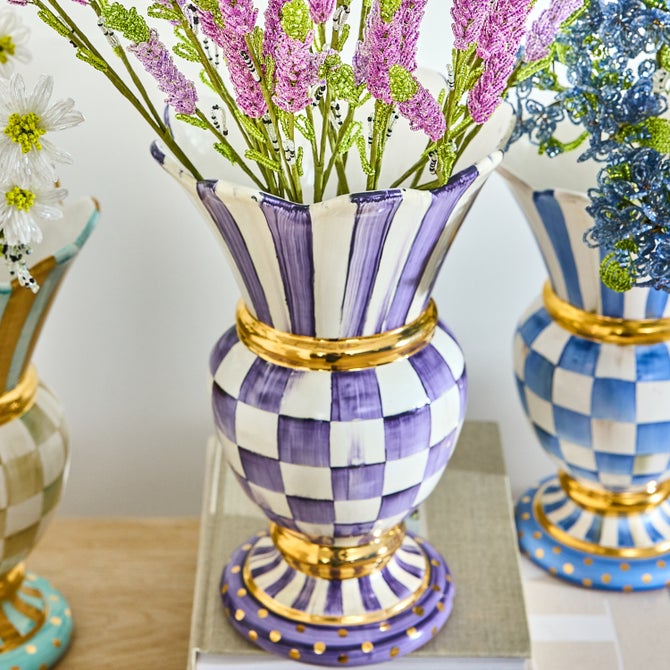 Violet Check Ceramic Great Vase image number 4