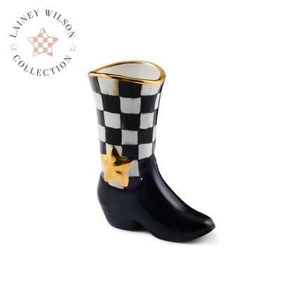Lainey Wilson Courtly Check Cowgirl Boot Bud Vase