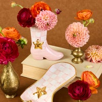 Lainey Wilson Rosy Check Cowgirl Boot Bud Vase