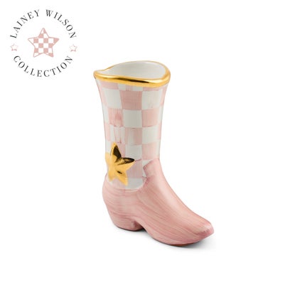 Lainey Wilson Rosy Check Cowgirl Boot Bud Vase