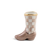 Lainey Wilson Mocha Check Cowgirl Boot Bud Vase