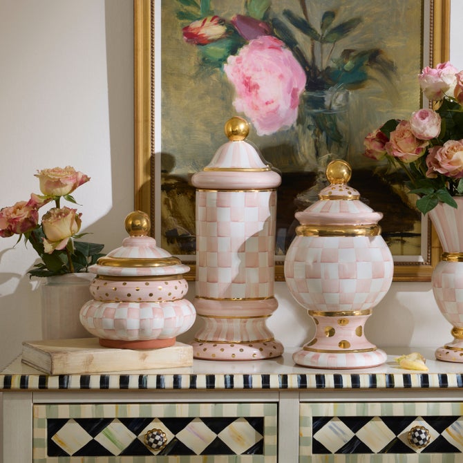 Rosy Check Ceramic Column Canister image number 1