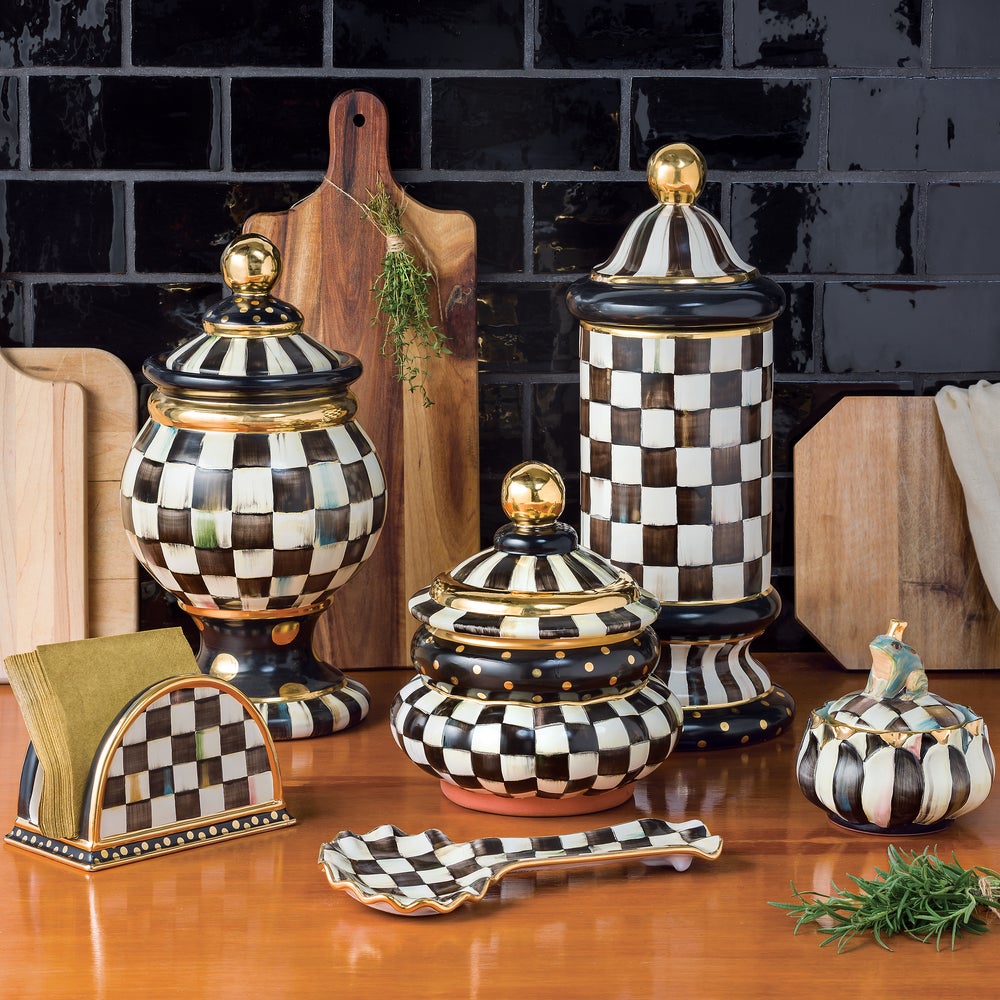 MacKenzie-Childs | Courtly Check Ceramic Groovy Canister