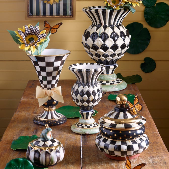 MacKenzie-Childs | Courtly Check Ceramic Groovy Canister