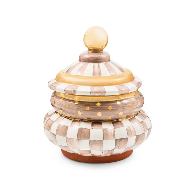 Mocha Check Ceramic Groovy Canister image number 0