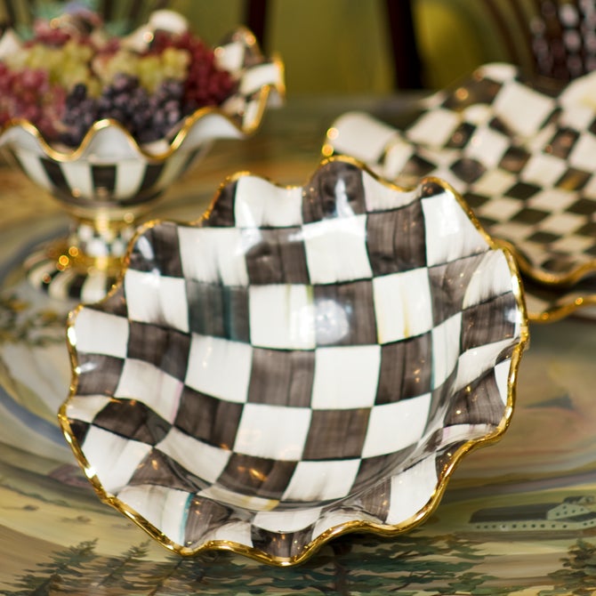 Courtly Check Medium Ceramic Fluted Serving Bowl image number 1