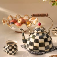 Ginger Check Medium Ceramic Fluted Serving Bowl