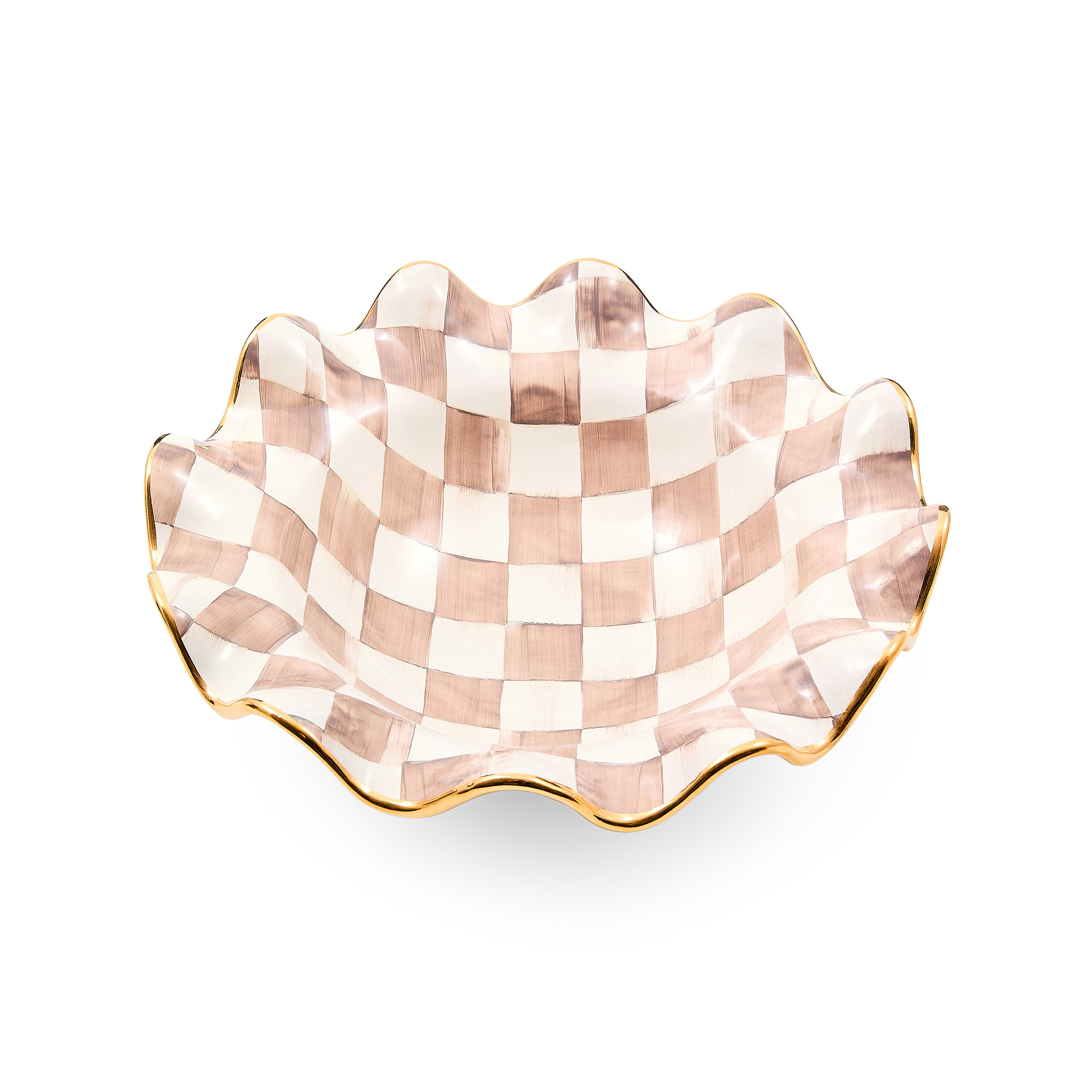 MacKenzie-Childs | Mocha Check Ceramic Fluted Serving Bowl