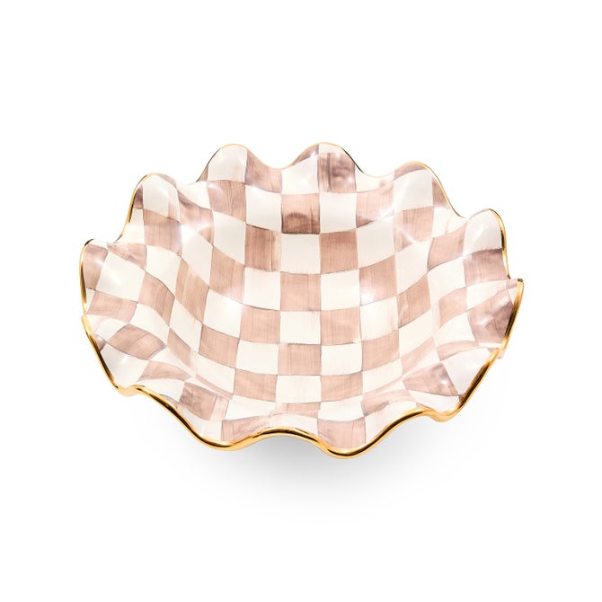 Mocha Check Ceramic Fluted Serving Bowl image number 2