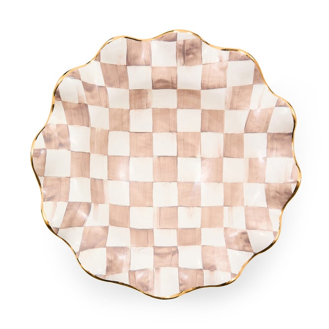 Mocha Check Ceramic Fluted Serving Bowl image number 3