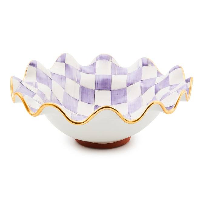 Violet Check Medium Ceramic Fluted Serving Bowl image number 0