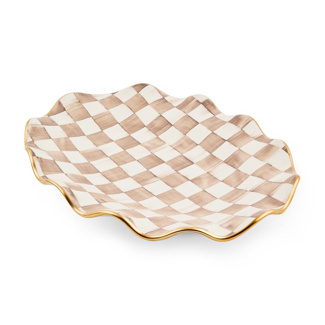 Mocha Check Ceramic Large Serving Platter image number 0