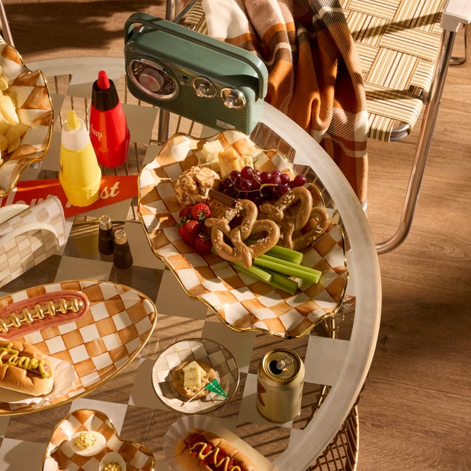 Ginger Check Ceramic Serving Platter image number 3