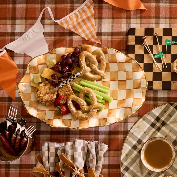 Ginger Check Ceramic Serving Platter image number 4